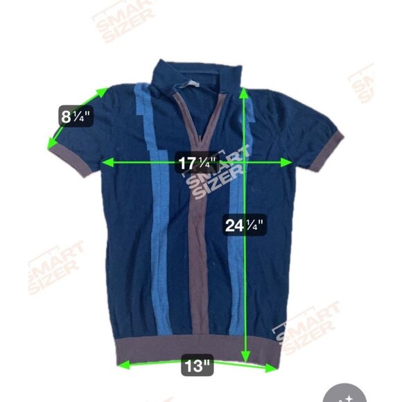 Enrico Cadini Knit Polo Shirt Mens Collared Small Blue Brown Striped Italy - Picture 6 of 6